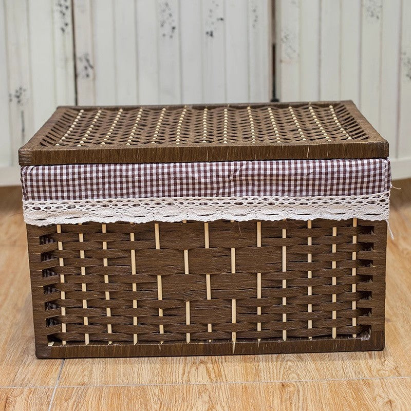 Rustic toy basket with checked pattern Bowlift