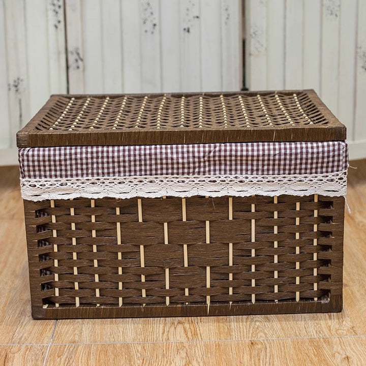 Rustic toy basket with checked pattern Bowlift