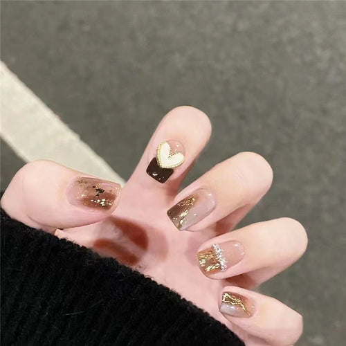 Creative Nail Art Set with Heart and Glitter Design Bowlift