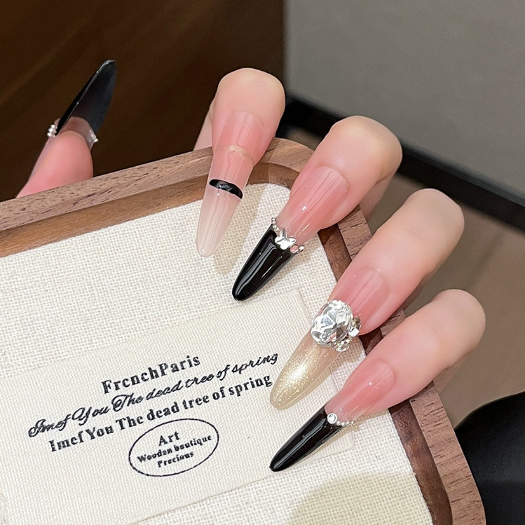 Premium Rhinestone-Embellished Press-On Nail Extensions Bowlift