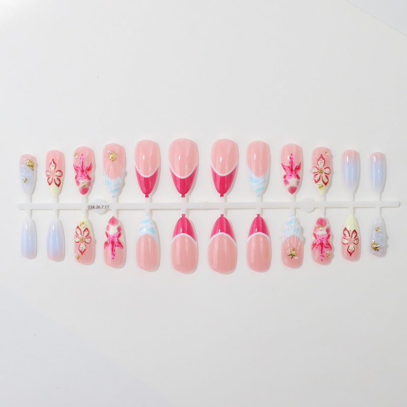 Artistic Floral Press-On Nail Tips Bowlift