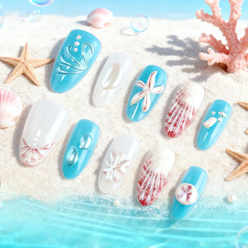 Ocean-Inspired Gel Nail Art Set Bowlift