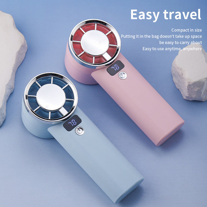 Ladies handheld fan with digital display and 3000mAh battery Bowlift