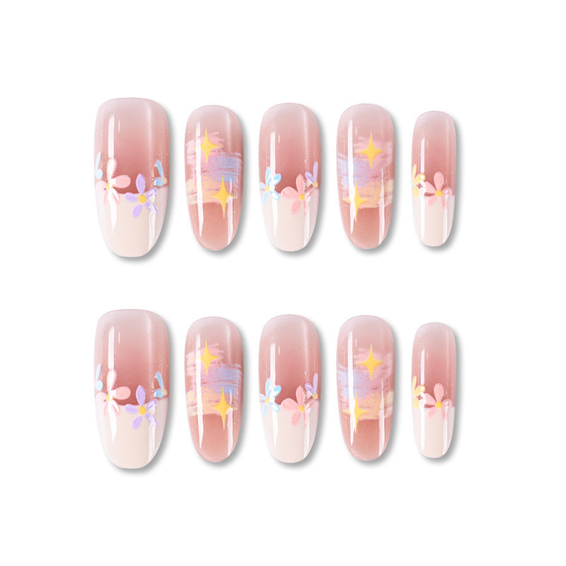 Floral Decorative Press-On Nail Set Bowlift