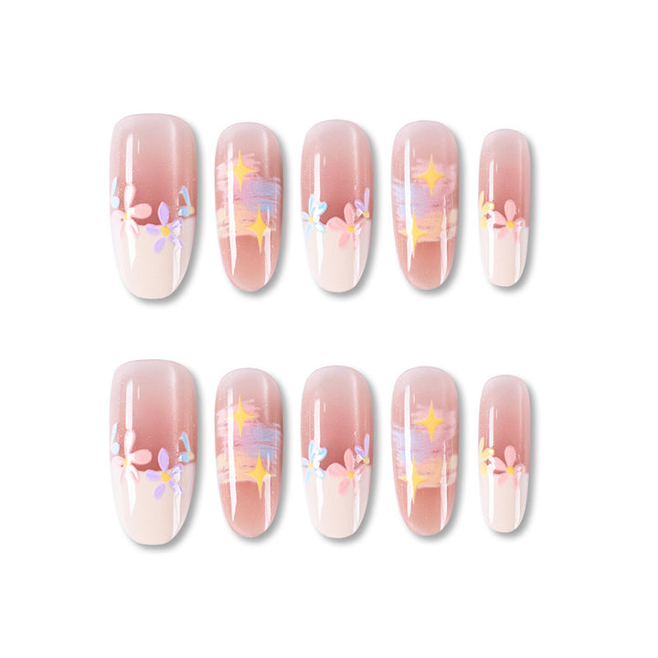 Floral Decorative Press-On Nail Set Bowlift