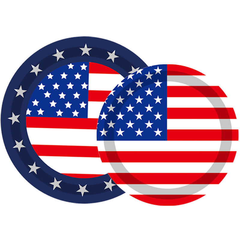 Unisex nan patriotic disposable tableware set with star border paper plates cups napkins Bowlift