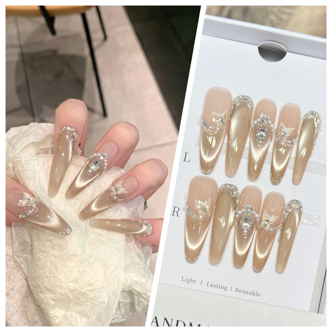 Artistic Stiletto Press-On Nail Set with Charming Patterns Bowlift