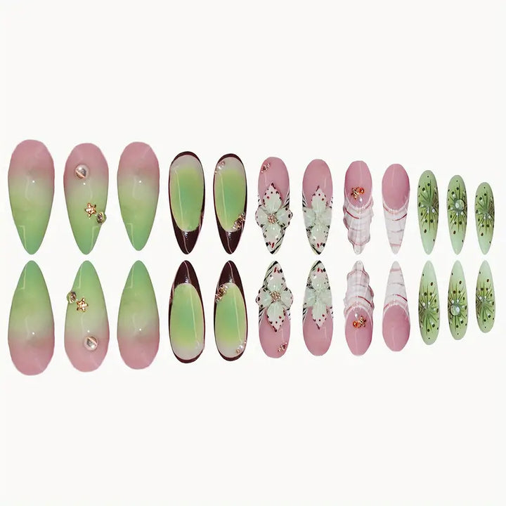 Decorative 3D Butterfly Themed Press-On Nail Art Bowlift