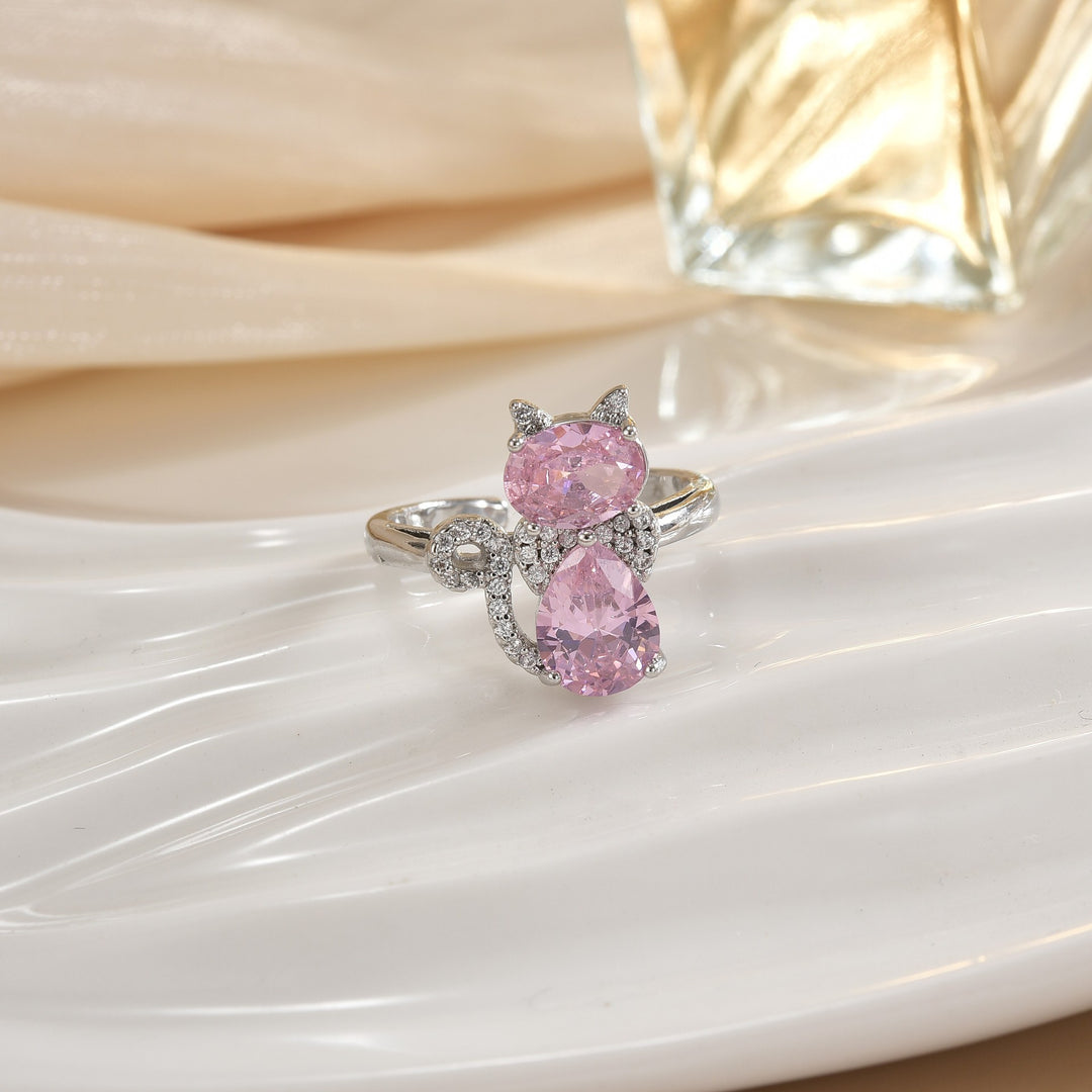Double-Band Heart Halo Ring With Pavé Accents