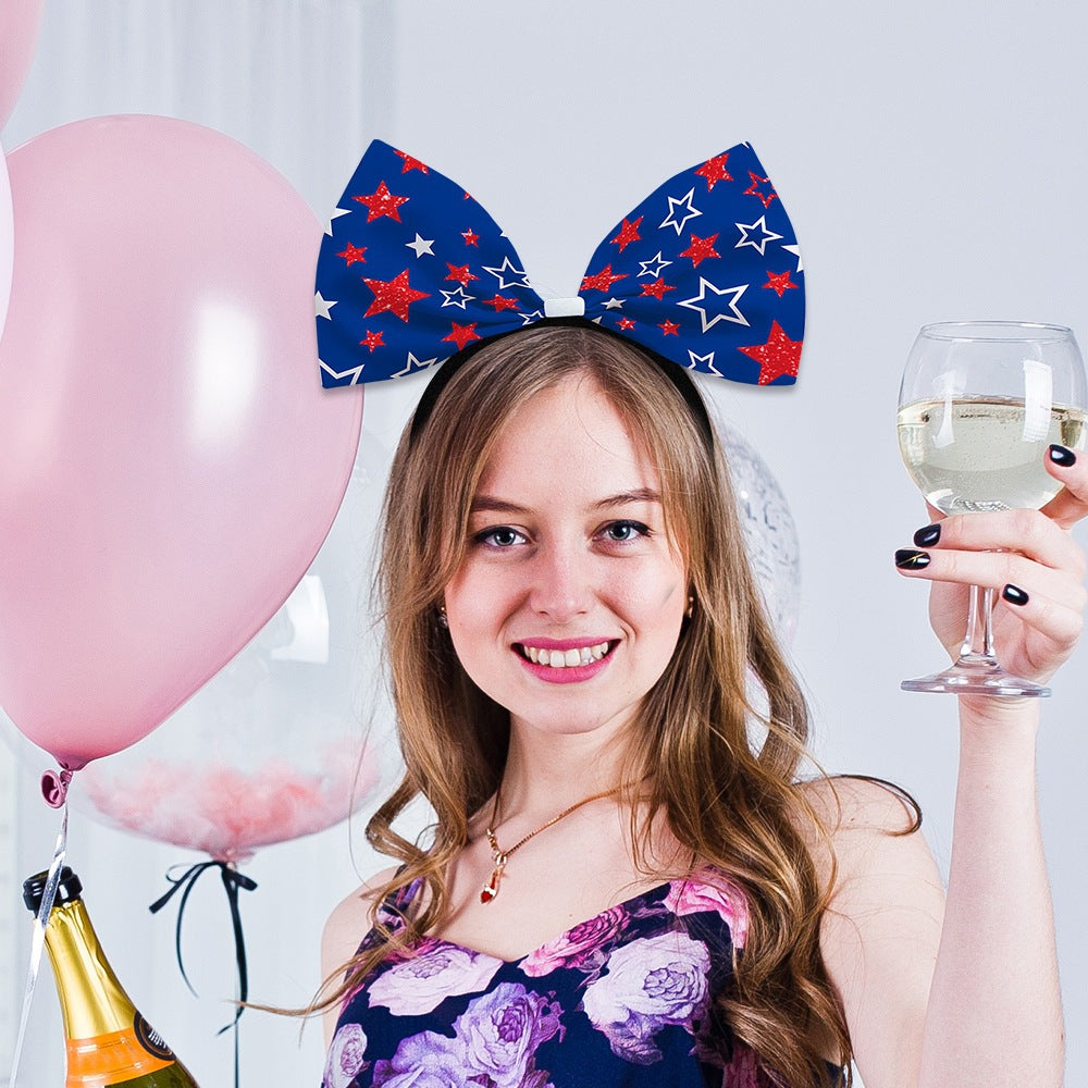 Women's decorative bow headband with oversized fabric bow and flexible headband Bowlift
