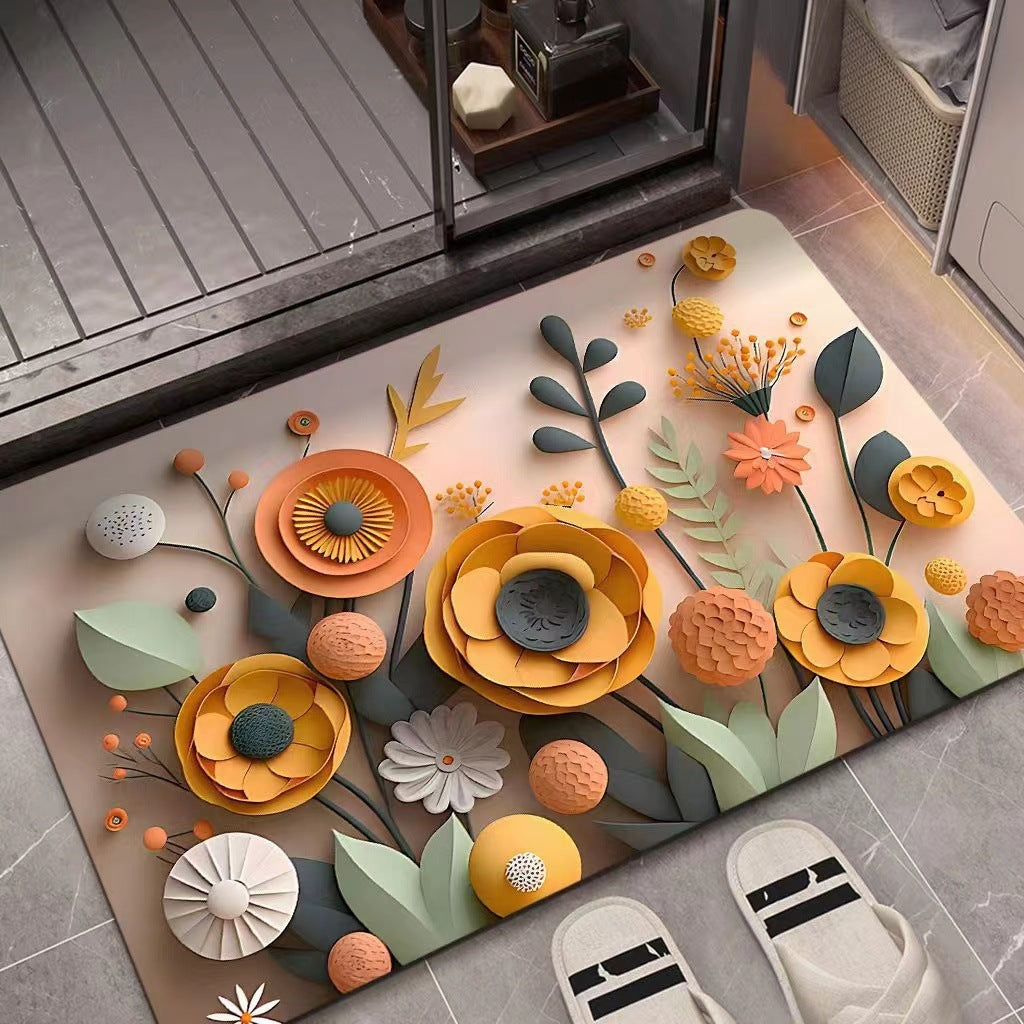 Flower Pattern Soft Indoor Mat Bowlift