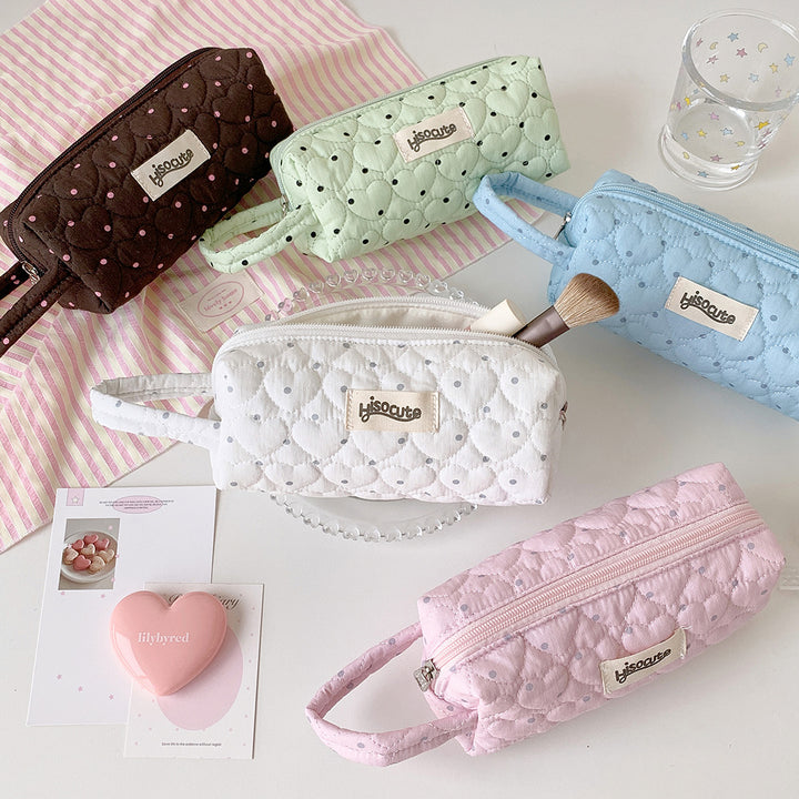Quilted Heart-Shaped Pencil Case Bowlift
