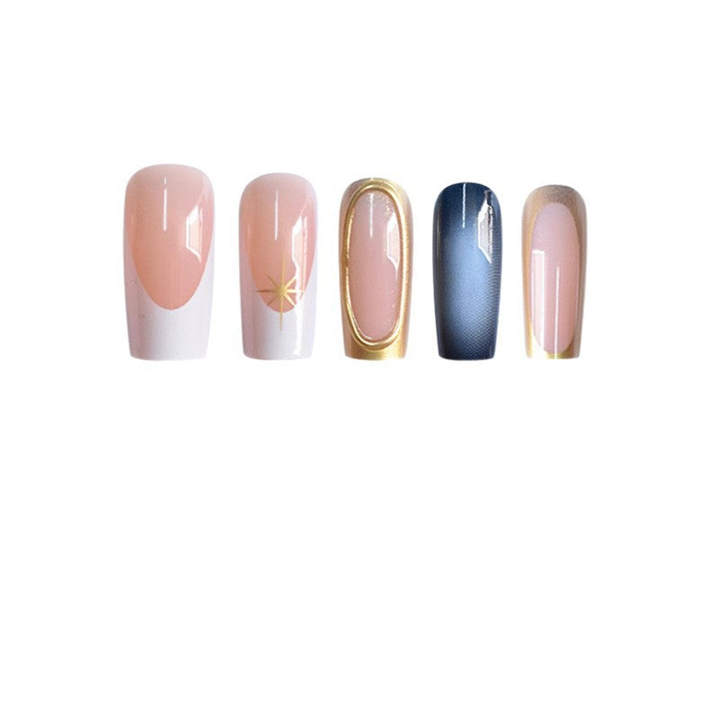Elegant Stiletto Nail Extensions with Golden Accents Bowlift
