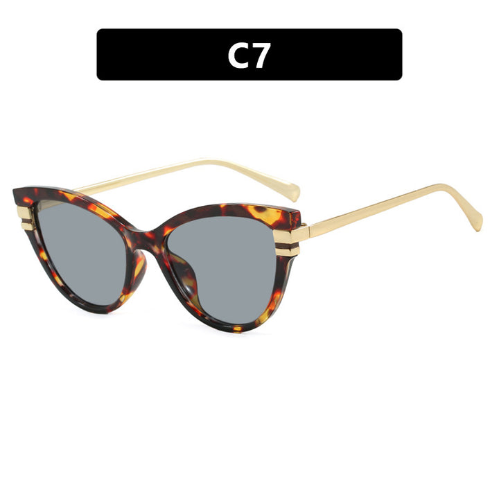 Ladies Cat-Eye Sunglasses with Elegant Metal Accents Bowlift