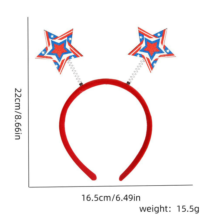 Unisex nan eye-catching party headband with attached pom poms, star tinsel, and small flag pendants Bowlift