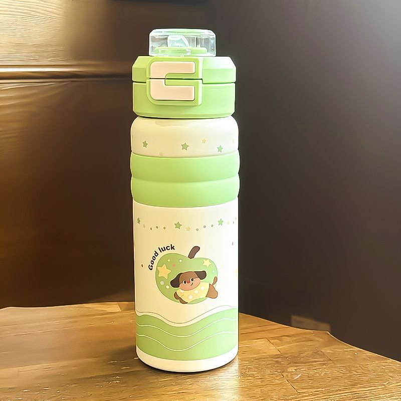 Women's Insulated Water Bottle with Safe Flip Lid and Cute Dog Motif Bowlift