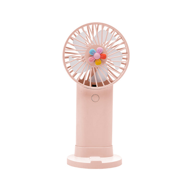 Women's Portable Handheld Fan with Playful Flower Design Bowlift