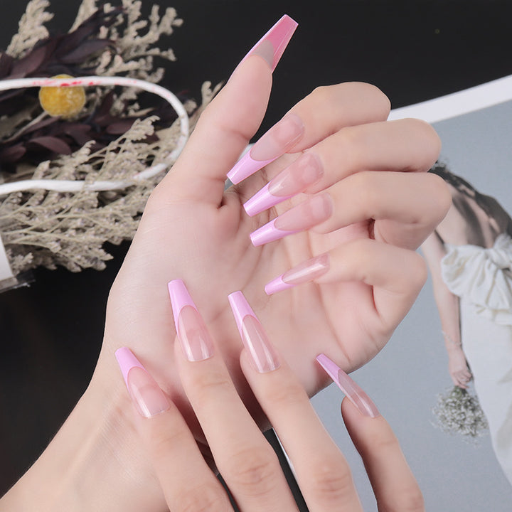 Elegant Stiletto Press-On Nail Set with Two-Tone Design Bowlift