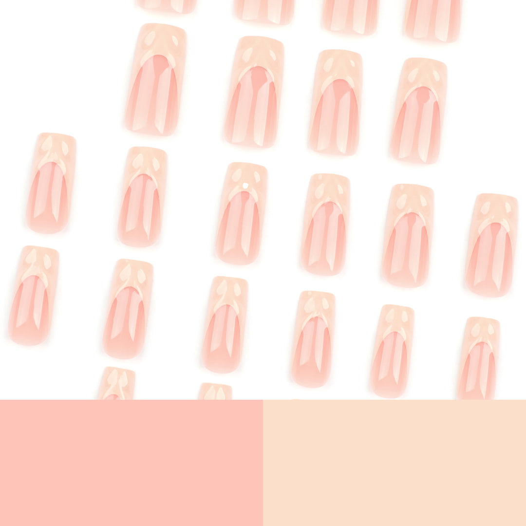 Artificial High-Quality Nail Extensions with Floral Design and Glossy Finish Bowlift