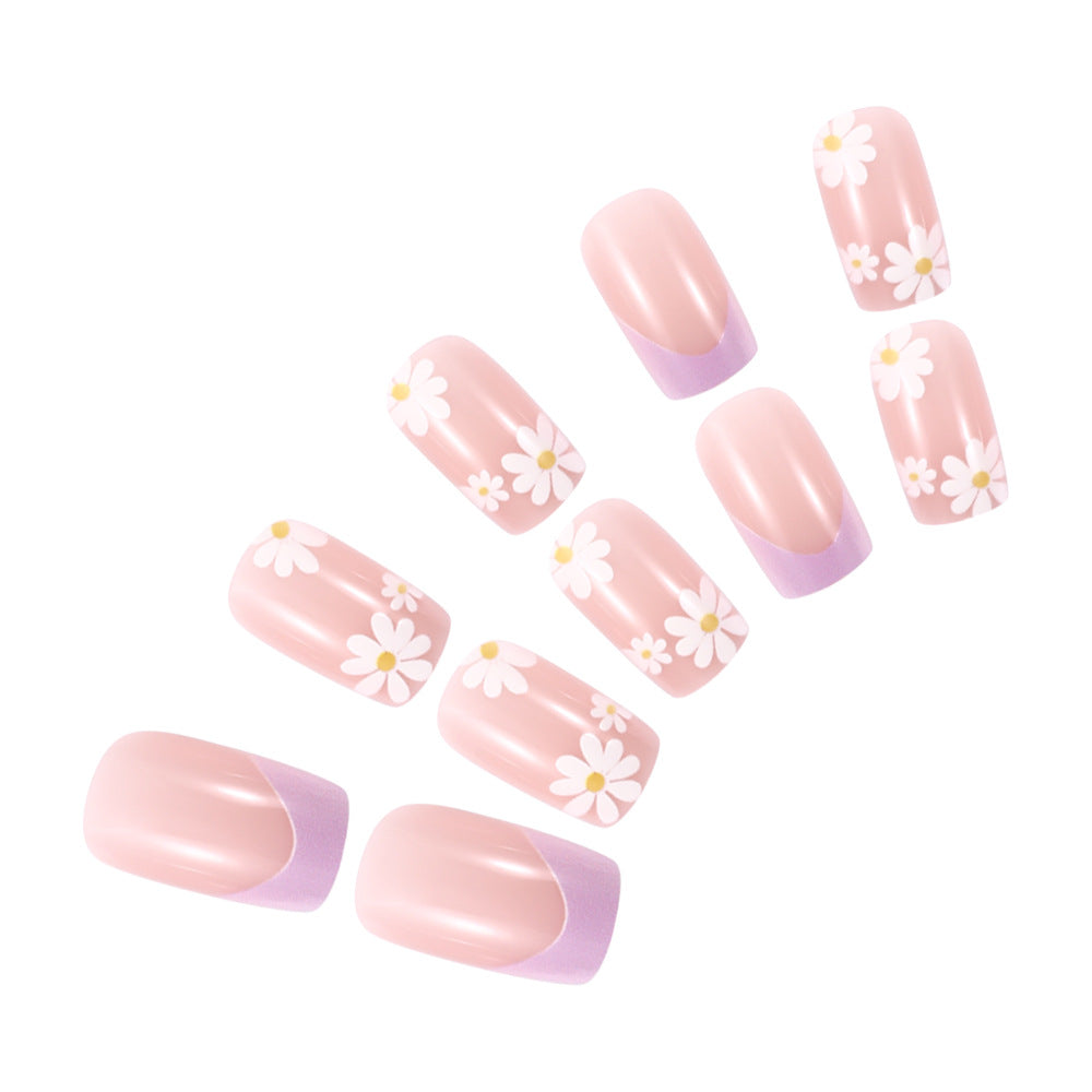 Floral French Tip Press-On Nails Bowlift
