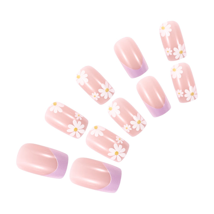 Floral French Tip Press-On Nails Bowlift