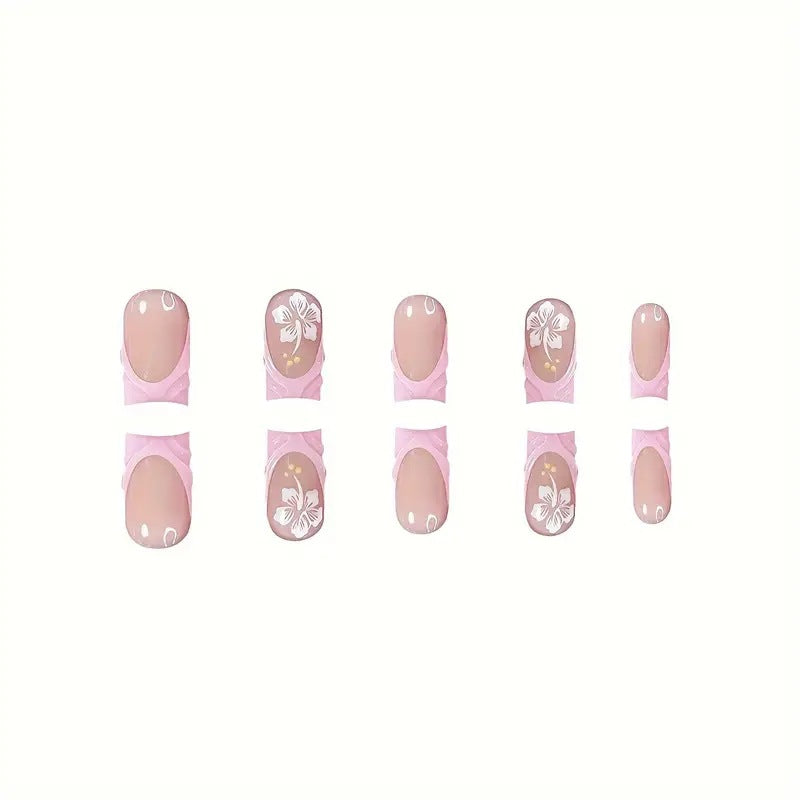 Elegant Floral Art Nail Enhancements Bowlift