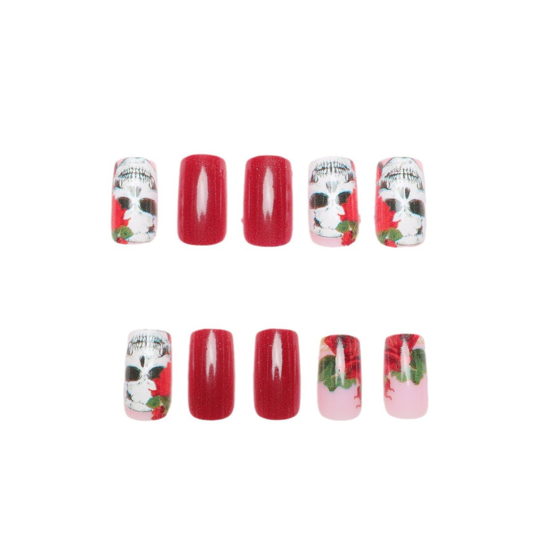 Artistic Skull and Rose Nail Art Bowlift