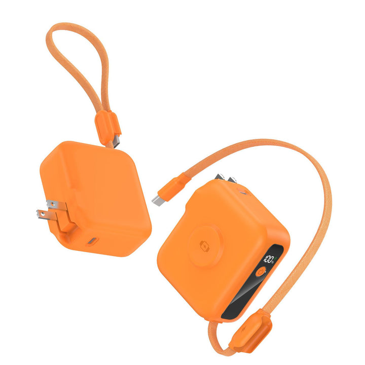 Compact charger with integrated USB-C cable and digital display Bowlift