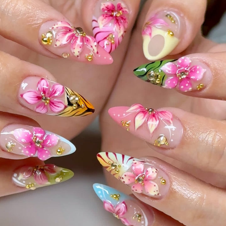 Ornate Floral 3D Nail Art Extensions Bowlift