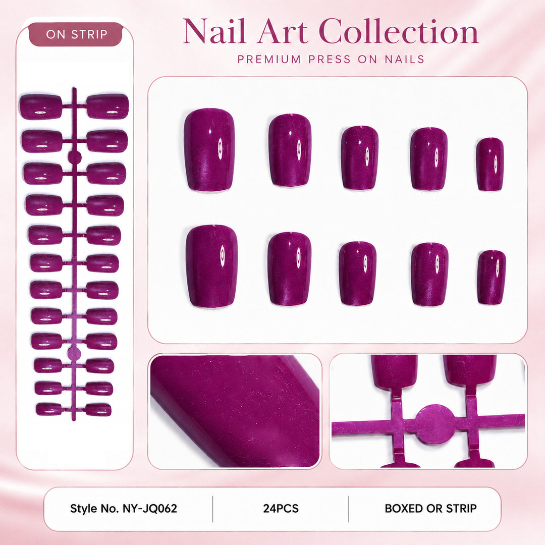 Premium Press-On Nails with Metallic Shine Bowlift
