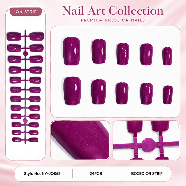 Premium Press-On Nails with Metallic Shine Bowlift