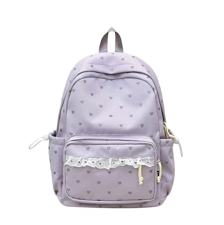 Heart-Print Casual Backpack Bowlift