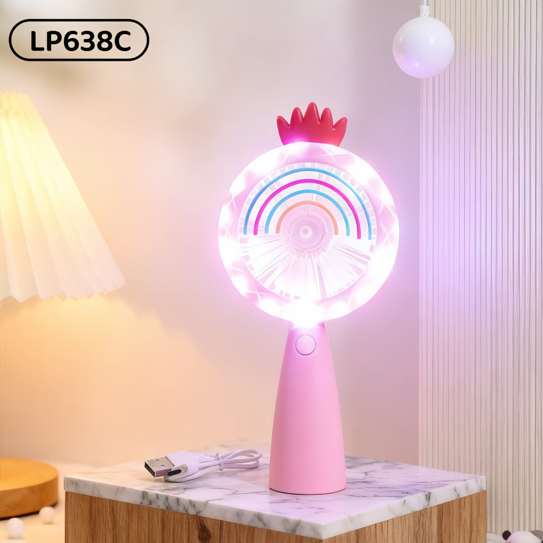 Women's Portable Mini Fan with LED Lighting and Innovative Display Function Bowlift