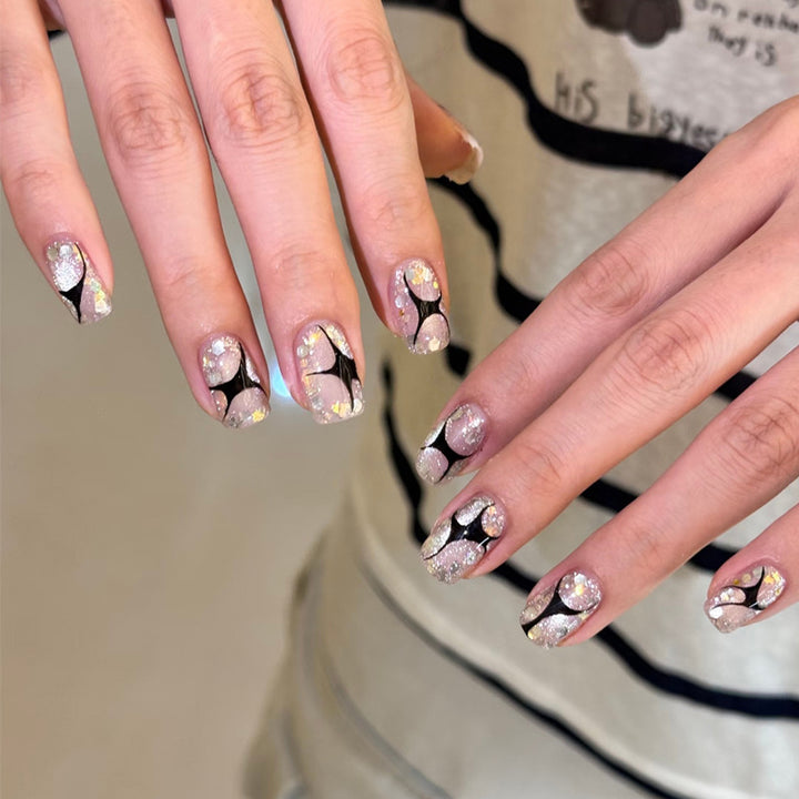Decorative Press-On Nail Set with Star and Bow Designs Bowlift