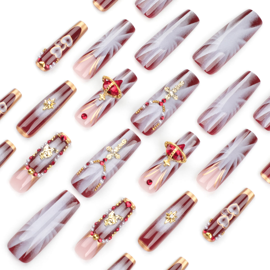 Artistic Nail Art with Glitter and Heart Designs Bowlift