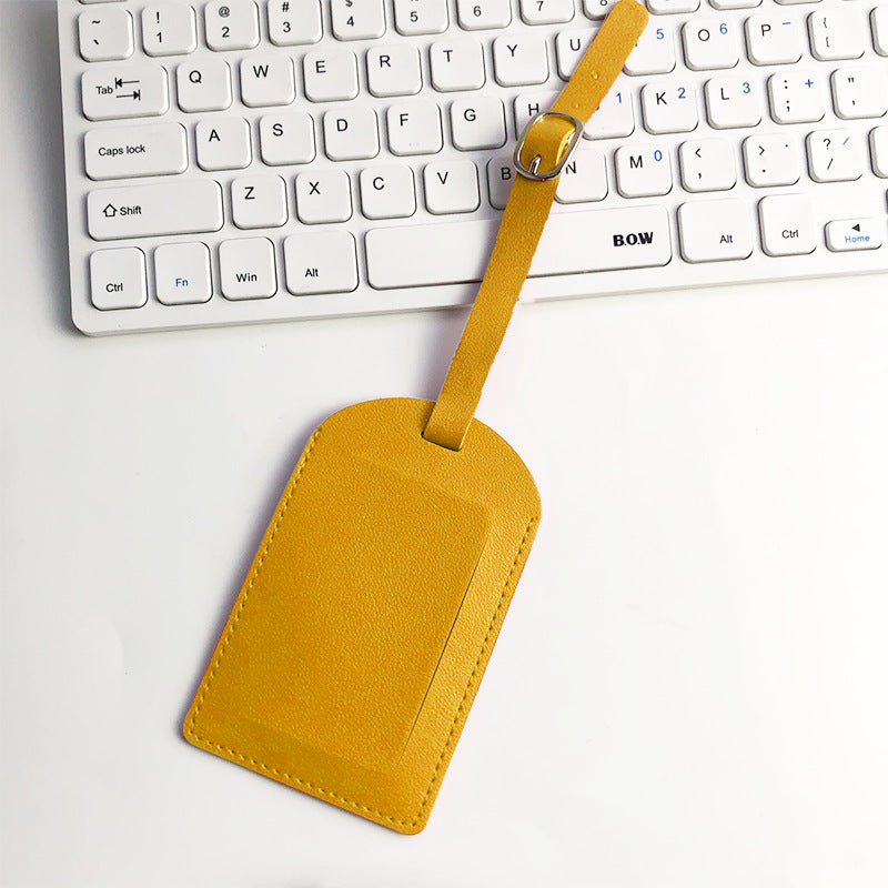 Premium Leather Luggage Tag with Adjustable Strap and ID Window Bowlift