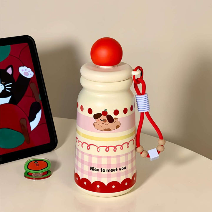 Women's Insulated Water Bottle with Playful Dog Design Bowlift