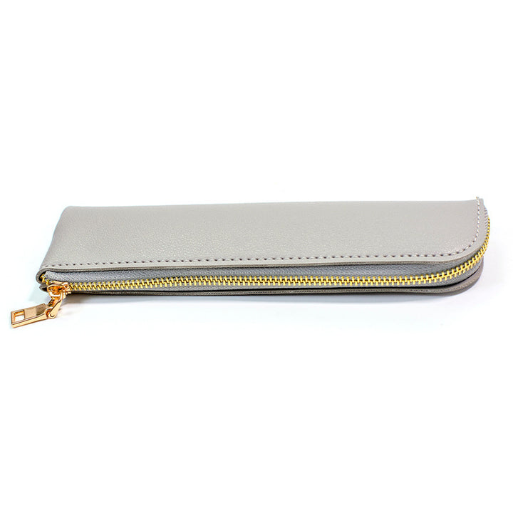 Premium Leather Zippered Pencil Case Bowlift