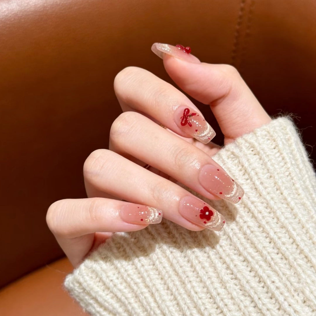 Decorative Floral Art Press-On Nails Bowlift