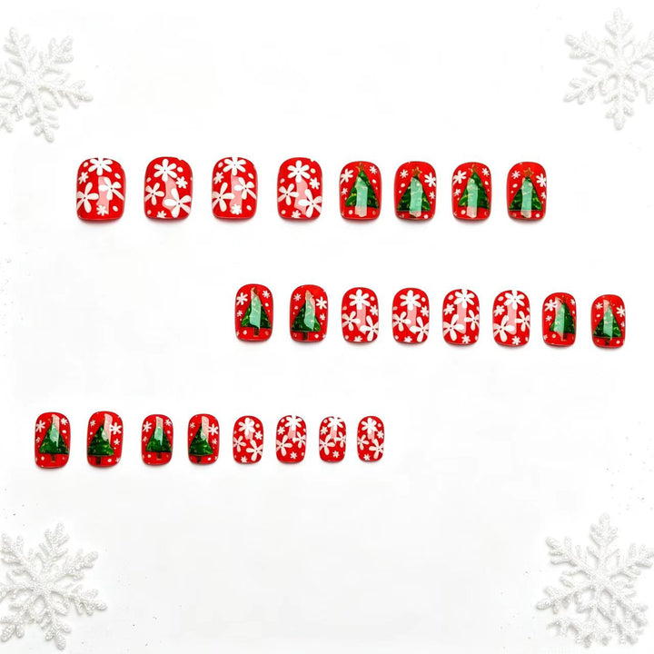 Artificial nails with festive Christmas tree design Bowlift