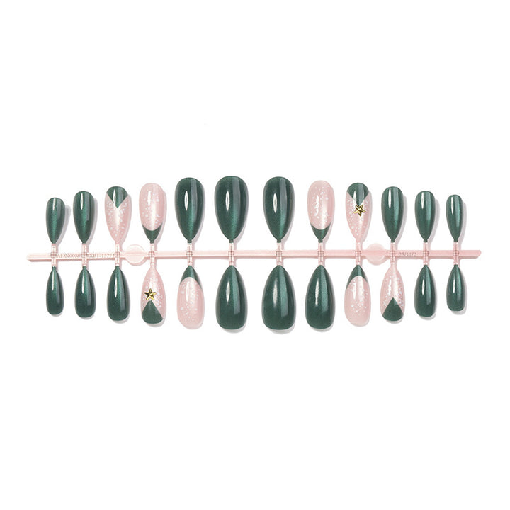 Deluxe Press-On Nail Set with Christmas-inspired Designs Bowlift