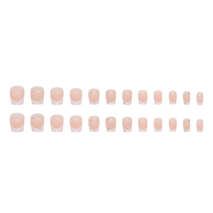 Elegant Rhinestone French Tip Nail Art Bowlift