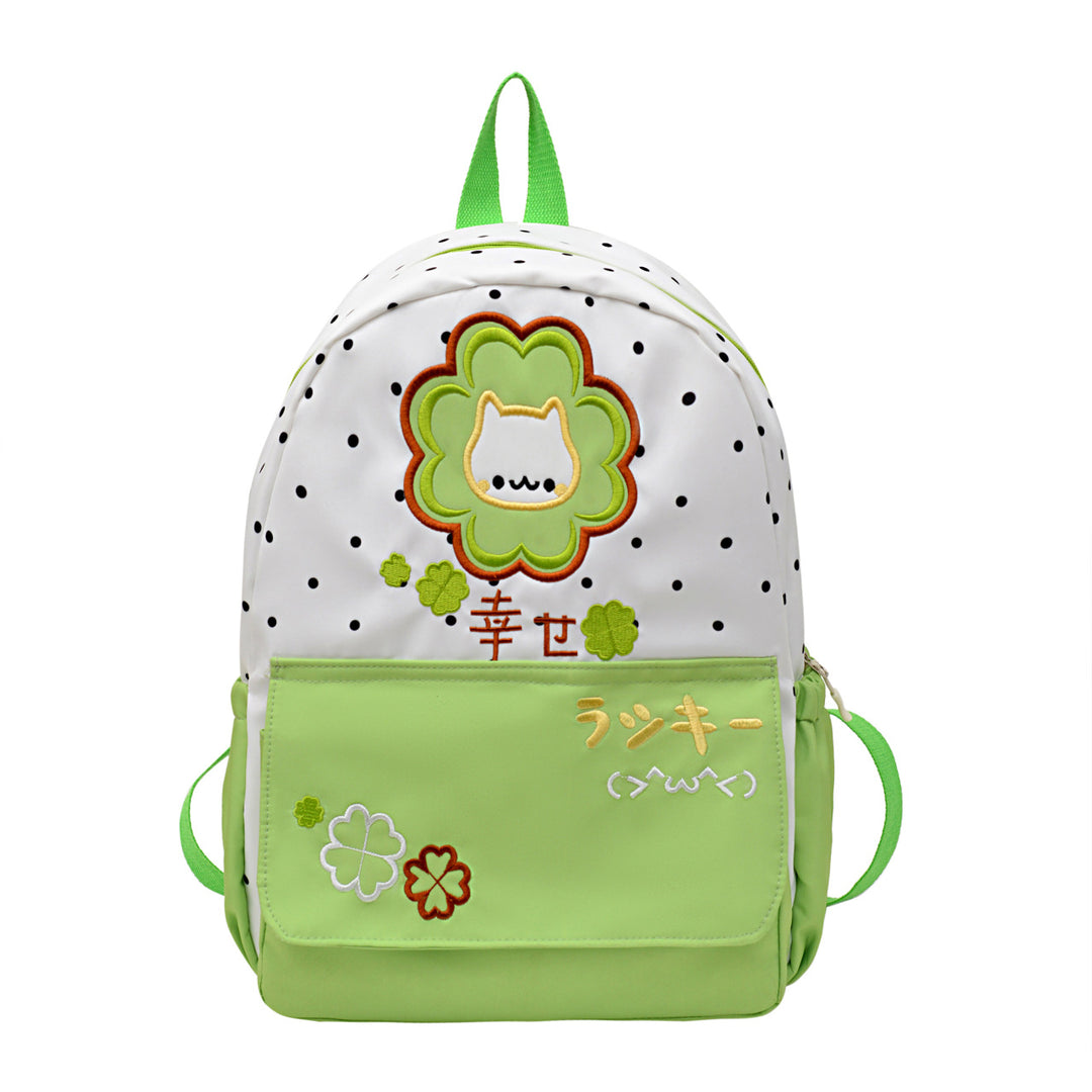 Playful Polka Dot Cat-Themed Backpack Bowlift