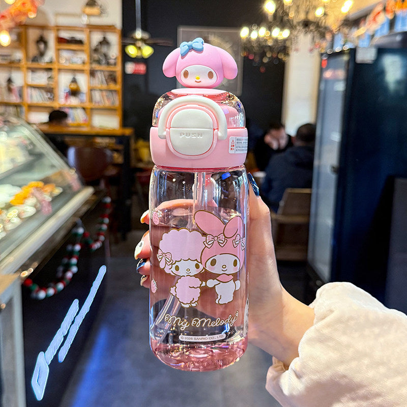 Women's water bottle with interactive lid and cute character design Bowlift