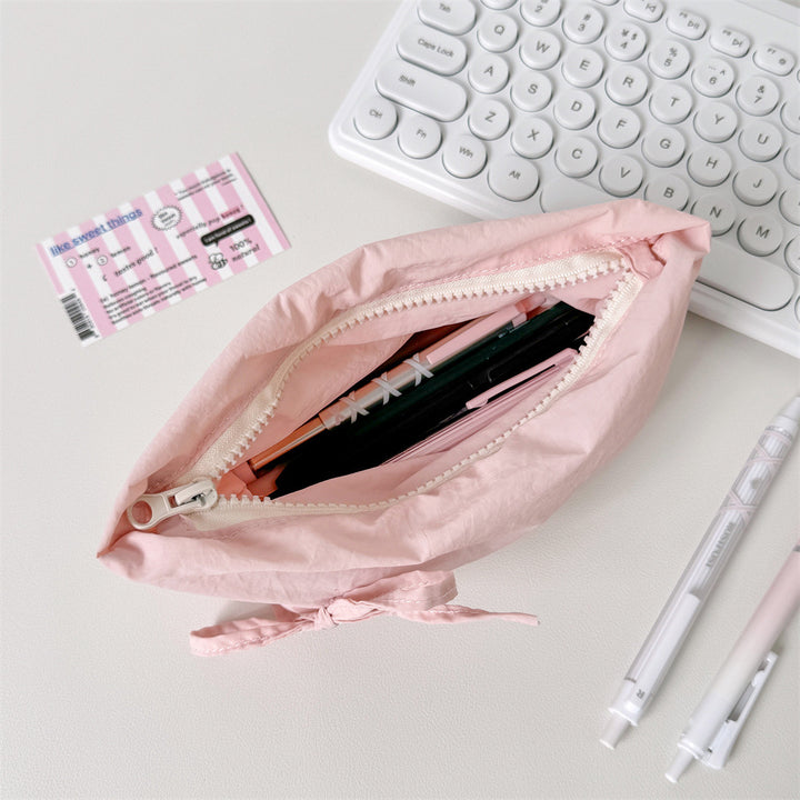 Quilted Pencil Case with Ribbon Closure Bowlift