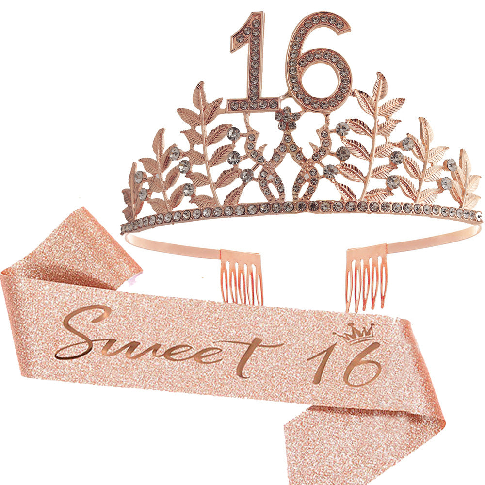 Women's Glamorous Birthday Crown with Shining Rhinestones Bowlift