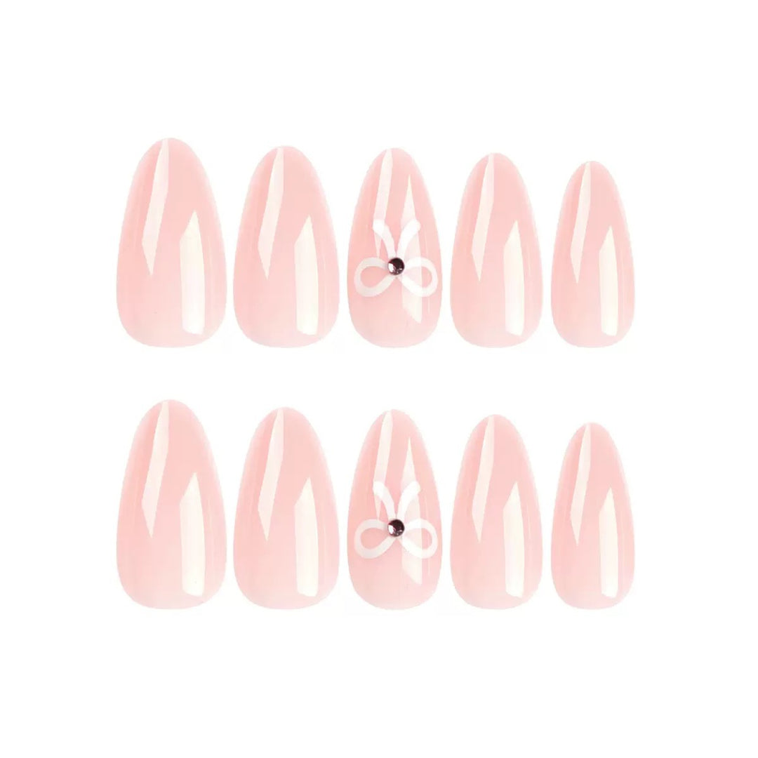 Acrylic nail set with elegant bow decorations Bowlift