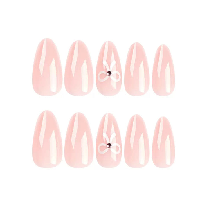 Acrylic nail set with elegant bow decorations Bowlift