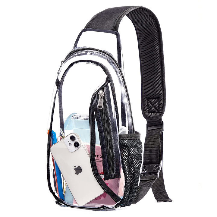 Unisex transparent sling backpack with multiple compartments Bowlift