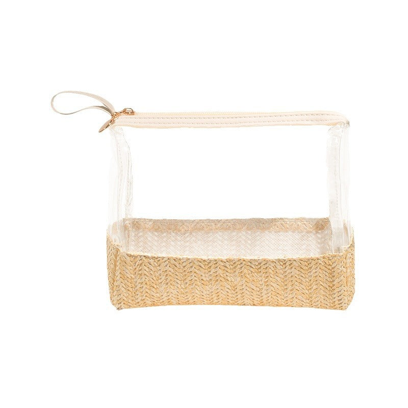 Cosmetic bag made of transparent material with woven bottom Bowlift
